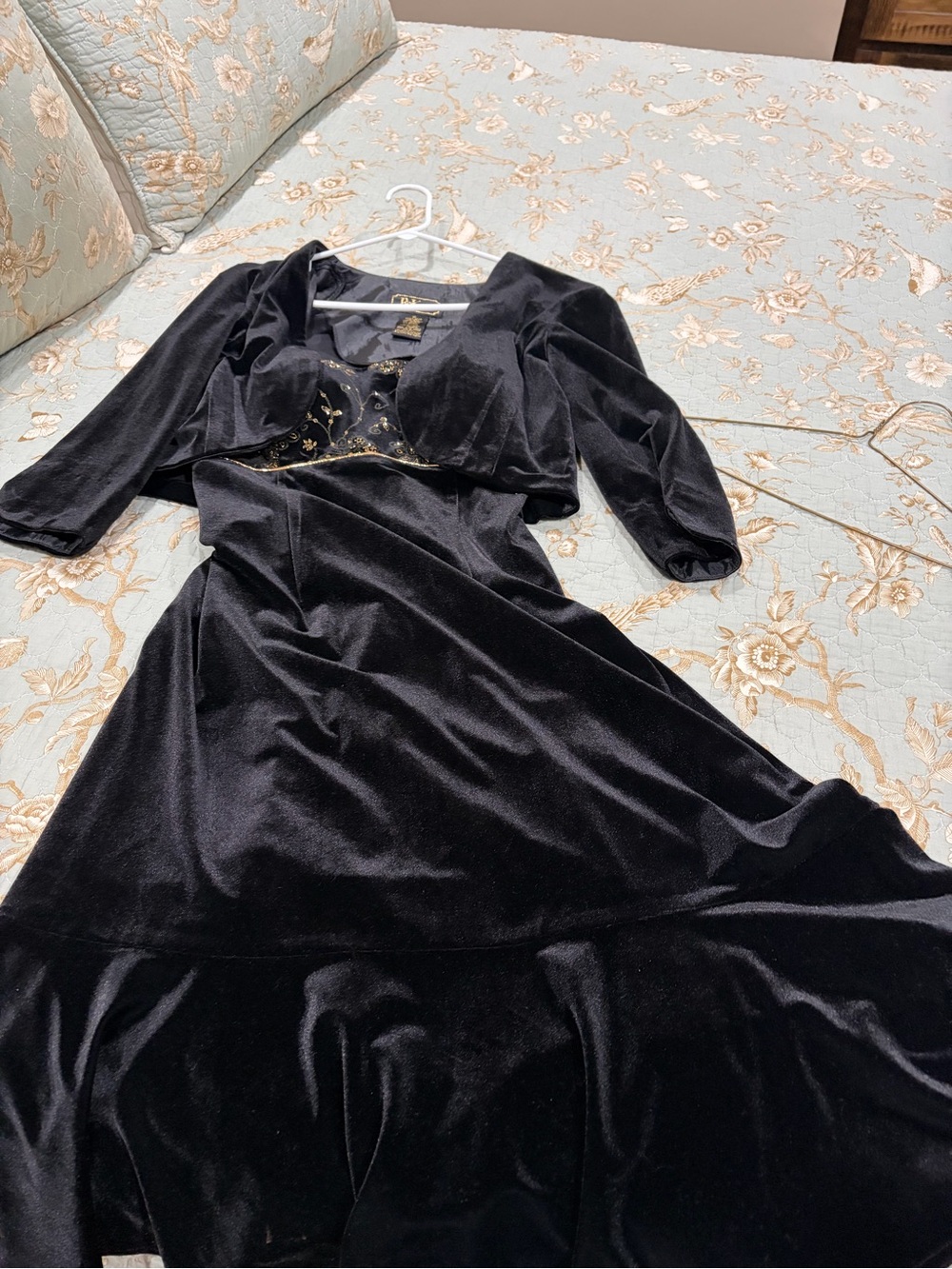 Black Velvet Women’s Dress with Cropped Bolero